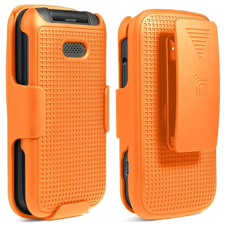 Nakedcellphone Nakedcellphone Grid Case + Belt Clip Holster Combo Orange for Alcatel Smartflip Go Flip 3 2019 — product photo