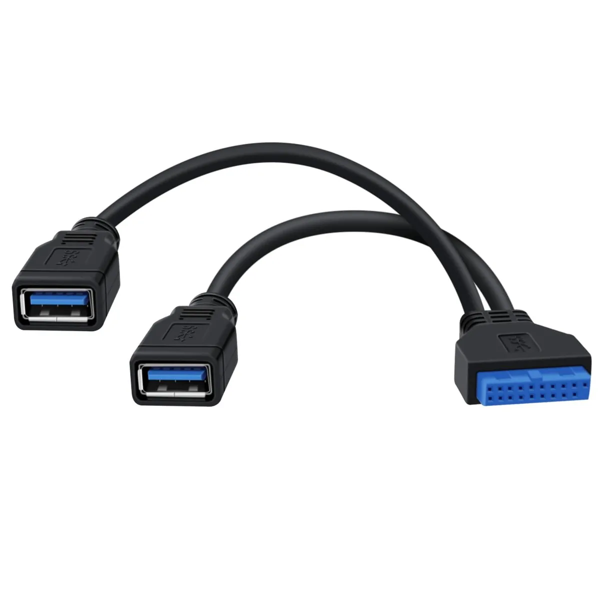 BUCIER BUCIER USB 3.0 19/20pin Y Splitter 2 Port Female Cable 1FT — product photo