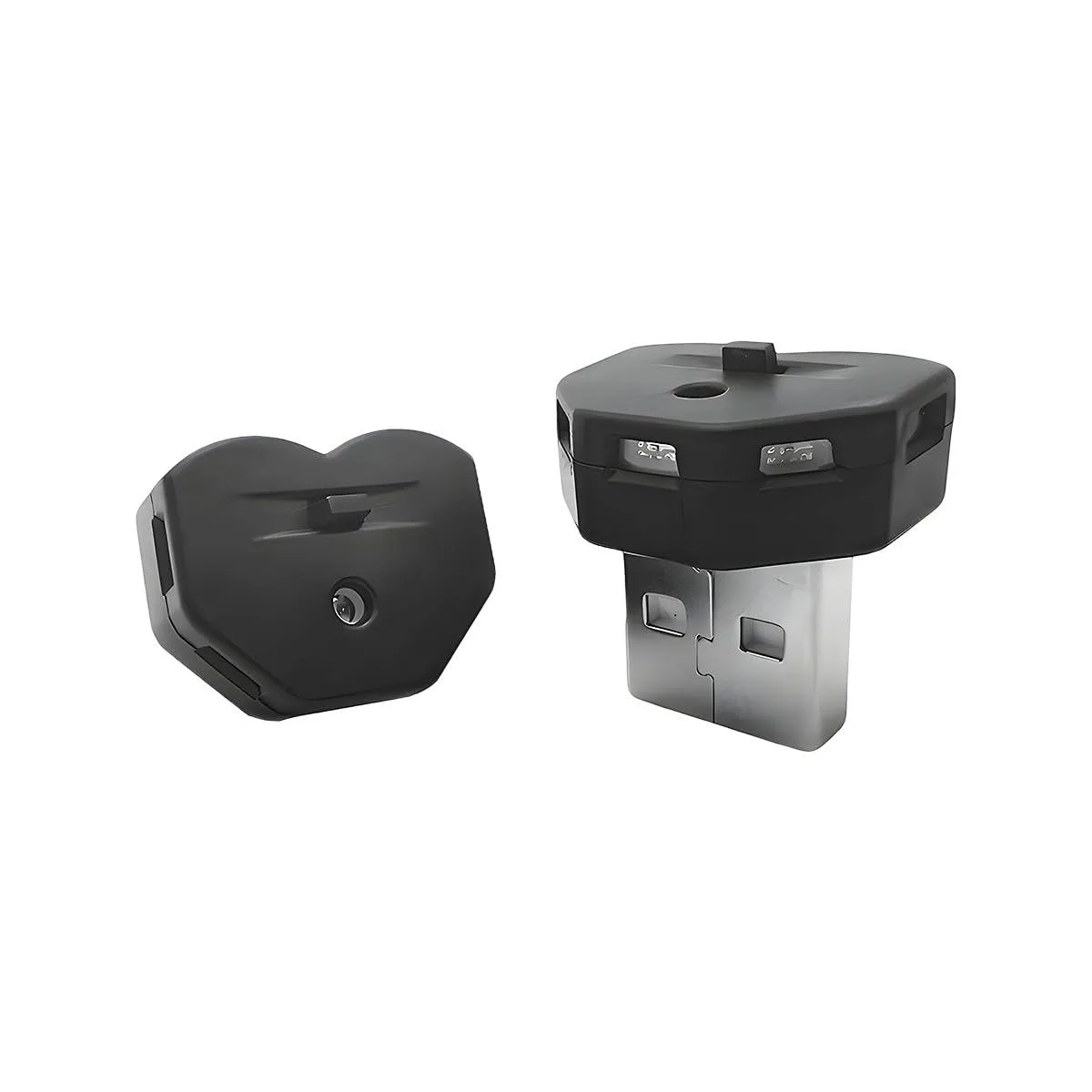 Two small black USB LED lights with stainless steel bodies and ABS ends