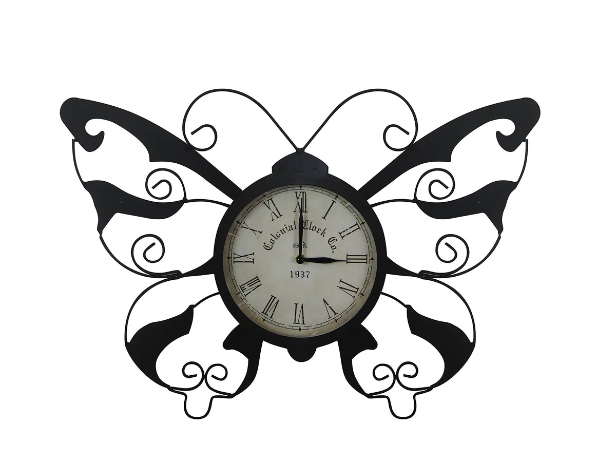 Multicolor metal butterfly wall clock 22 by 16 inches with 3D detailing