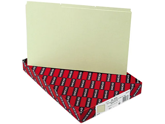 Smead Smead 52334 green recycled tab file guides blank 1/3 tab pressboard legal file folder 50 per box — product photo