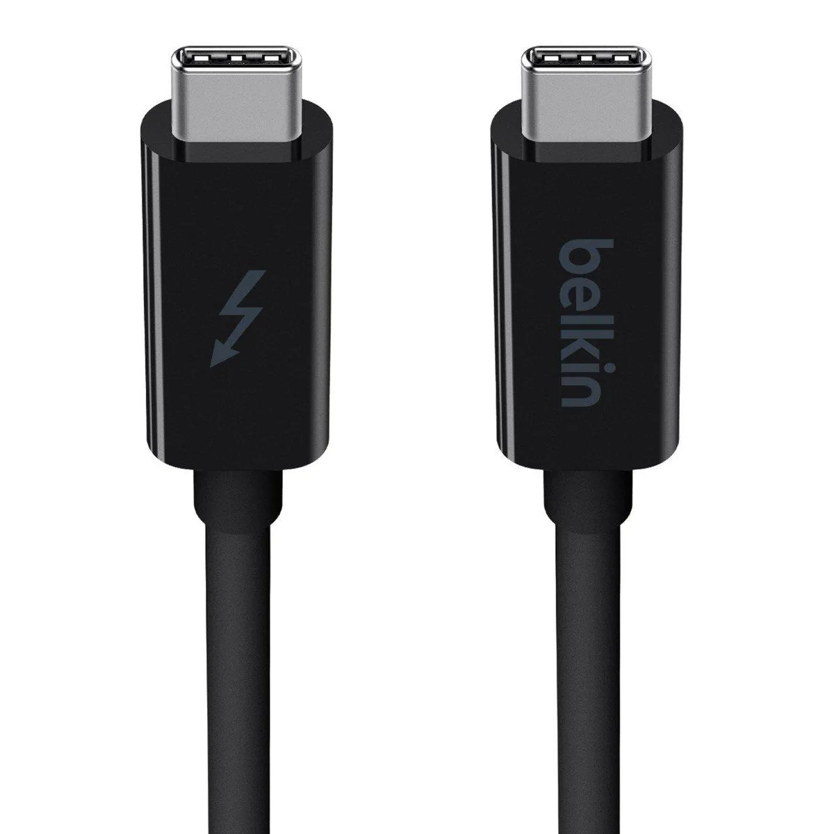 Black USB-C to USB-C cable, 3 ft, matte finish, straight connectors on both ends