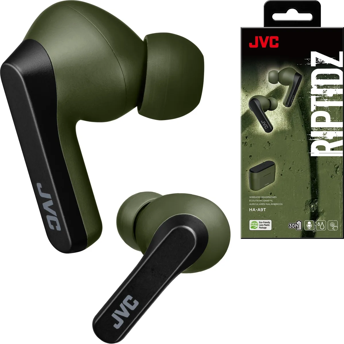JVC JVC RIPTIDZ HAA9TG Green True Wireless Earbuds Bluetooth 5.1 — product photo