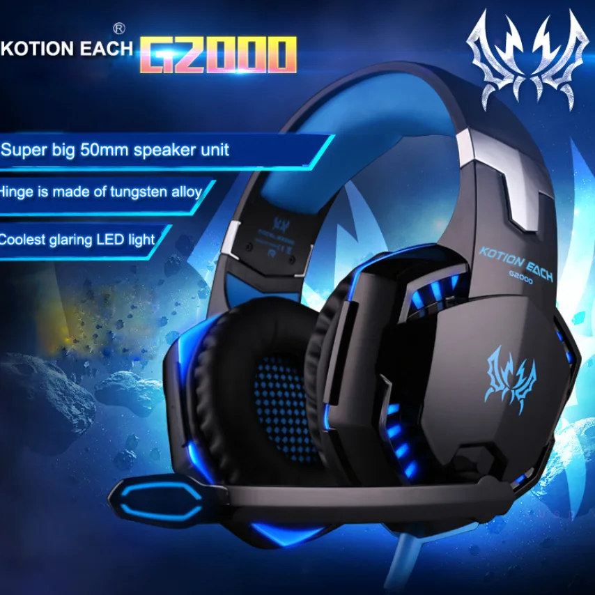 actoper actoper G2000 wired headset 3.5 mm USB 2.2 m 50 mm driver 32 ohm 48 dB 20-20000 Hz black blue — product photo