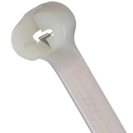 Natural nylon cable tie 18 inches long with stainless steel barb locking mechanism