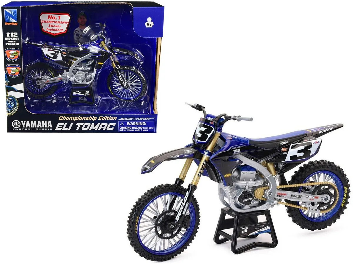 New Ray Toys New Ray Toys Yamaha YZ450F Championship Edition #3 Eli Tomac 1/12 Diecast Motorcycle — product photo