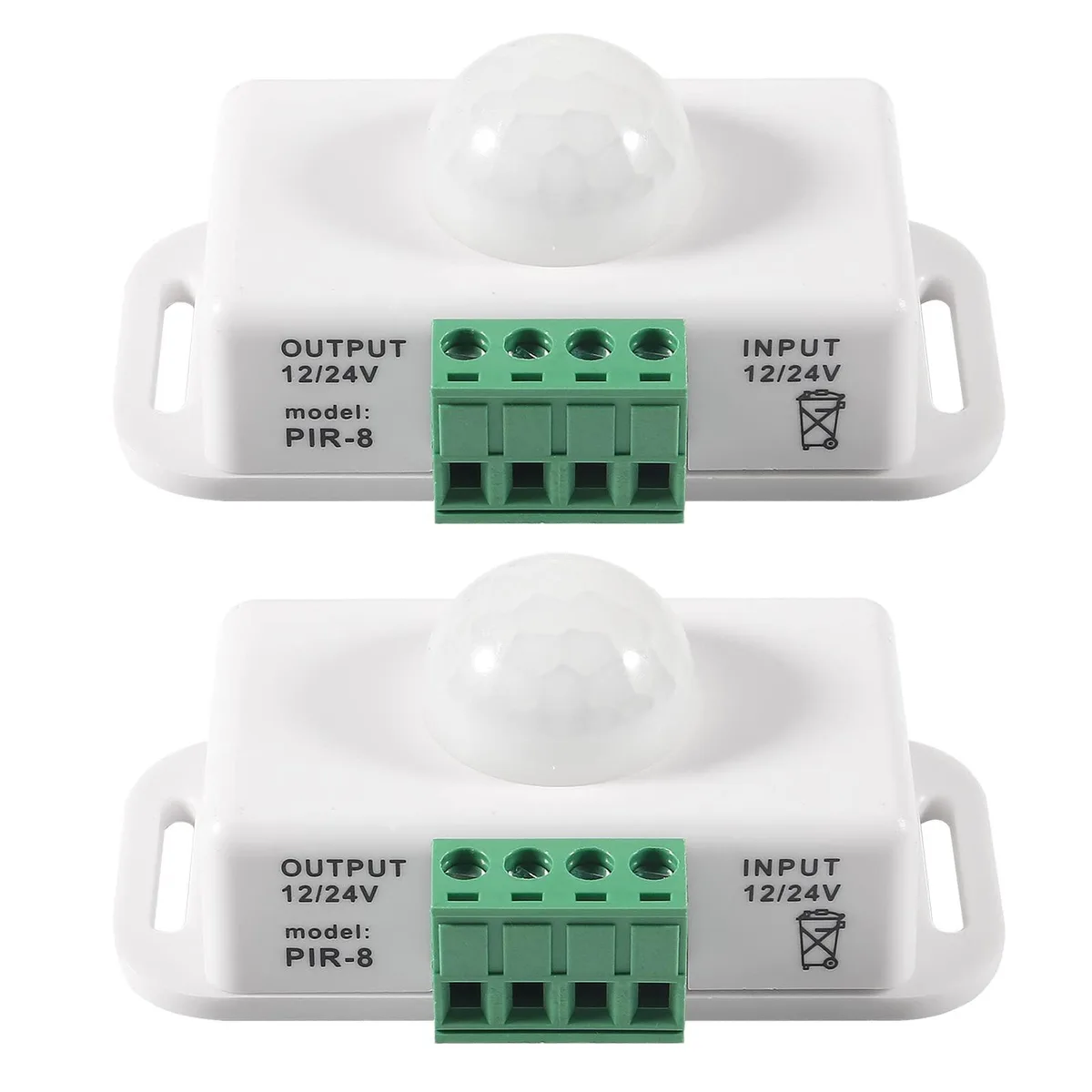 Meterk 2 Pack PIR Motion Sensor Switch 12-24V 6A 8m White — product photo