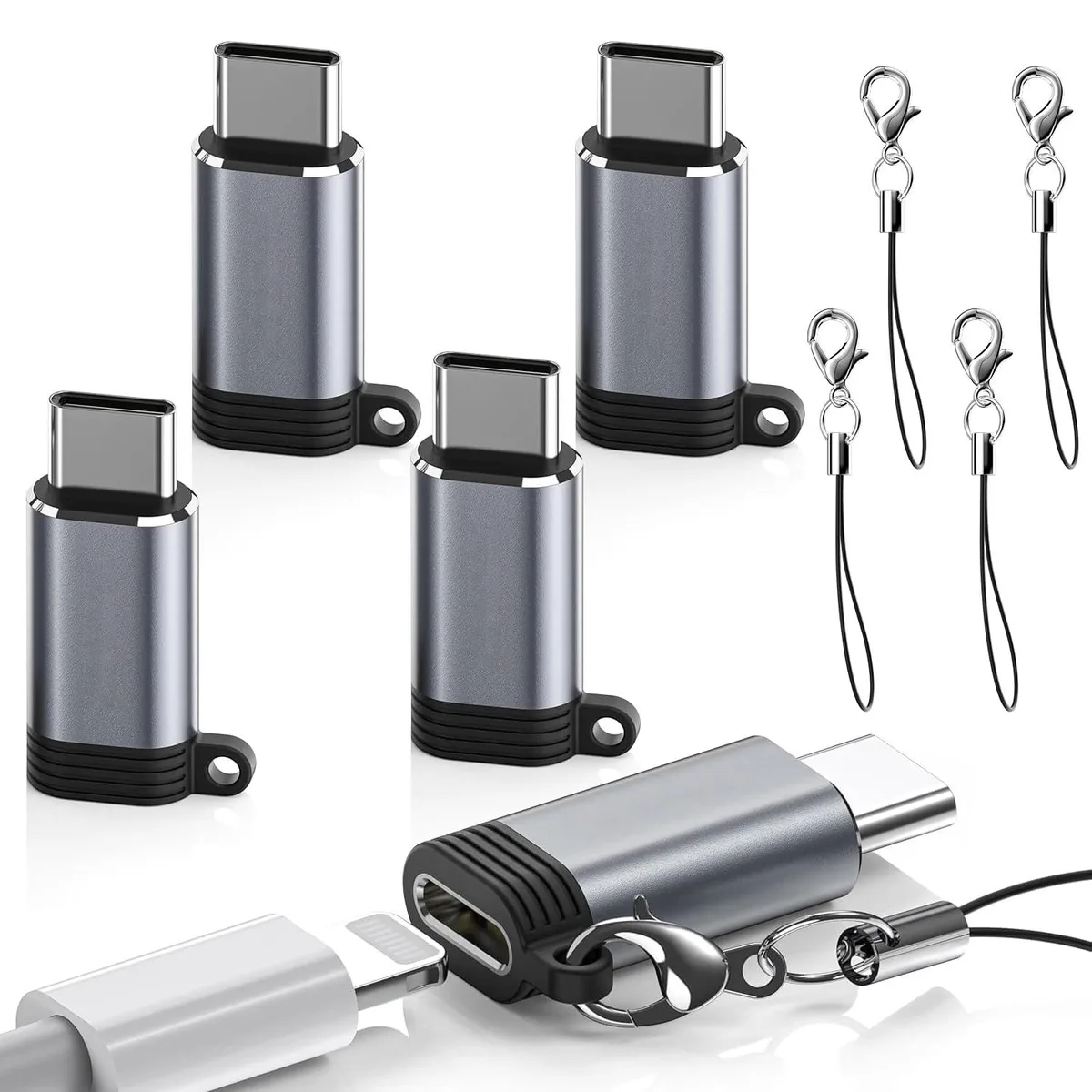  UWOXX USB-C to Lightning Adapter 5 Pack Grey 3cm — product photo