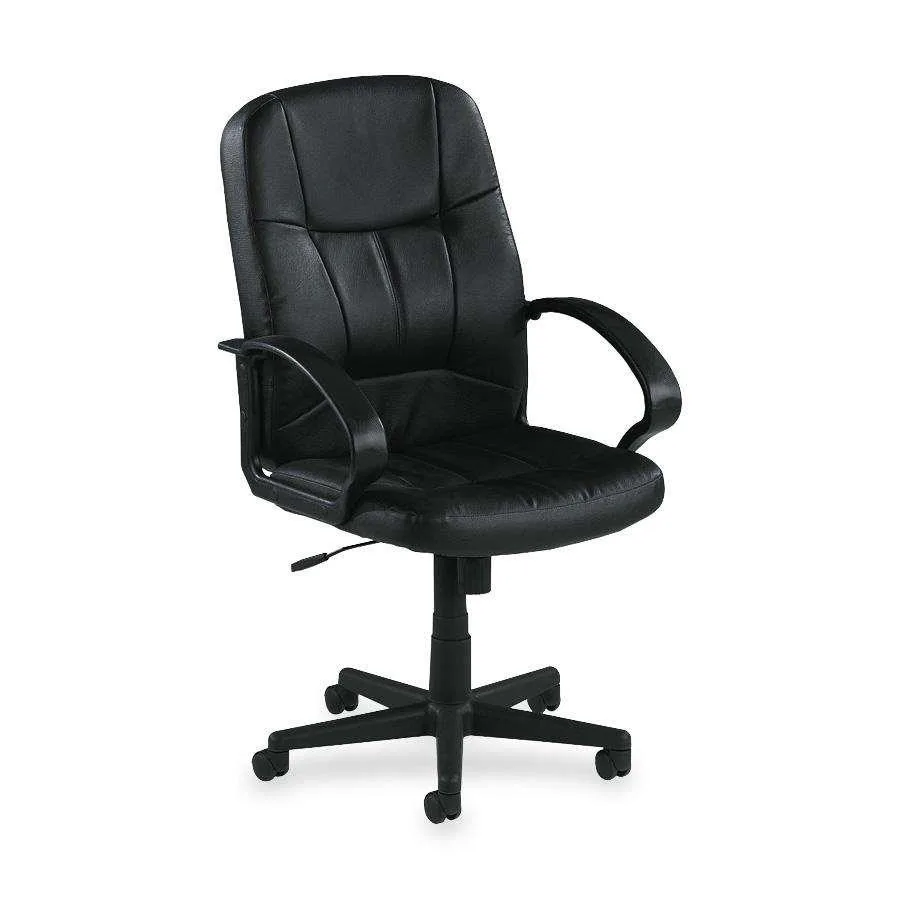 Lorell Lorell 60121 Managerial Mid-Back Chair Black Leather 26x28x42-1/2 office furniture — product photo