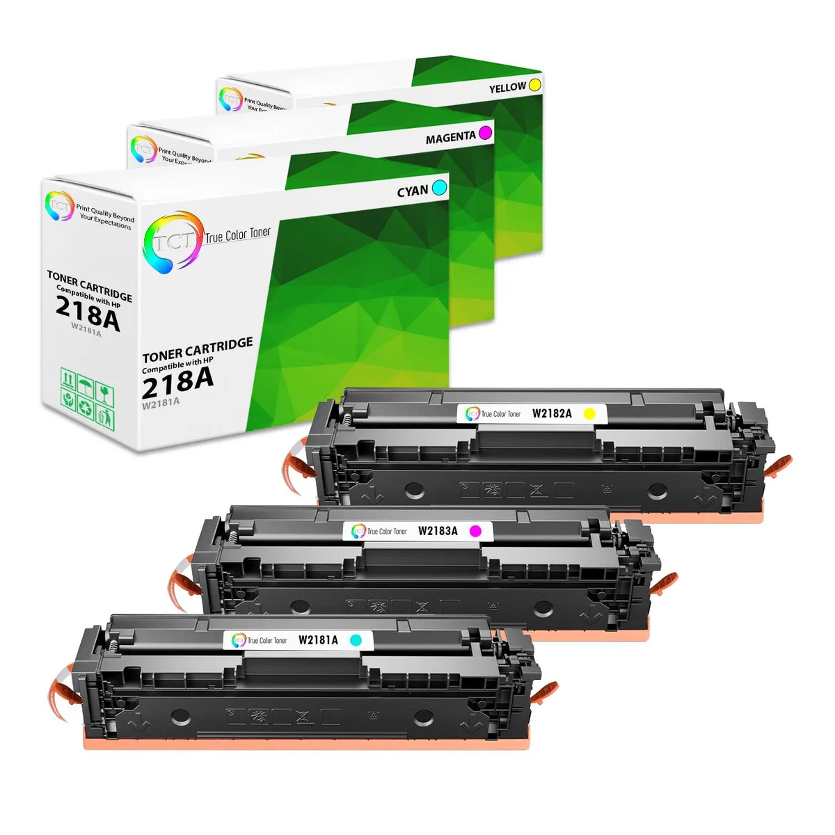 True Color Toner True Color Toner 218A 3-pack toner cartridges (W2181A W2182A W2183A) 1200 pages — product photo