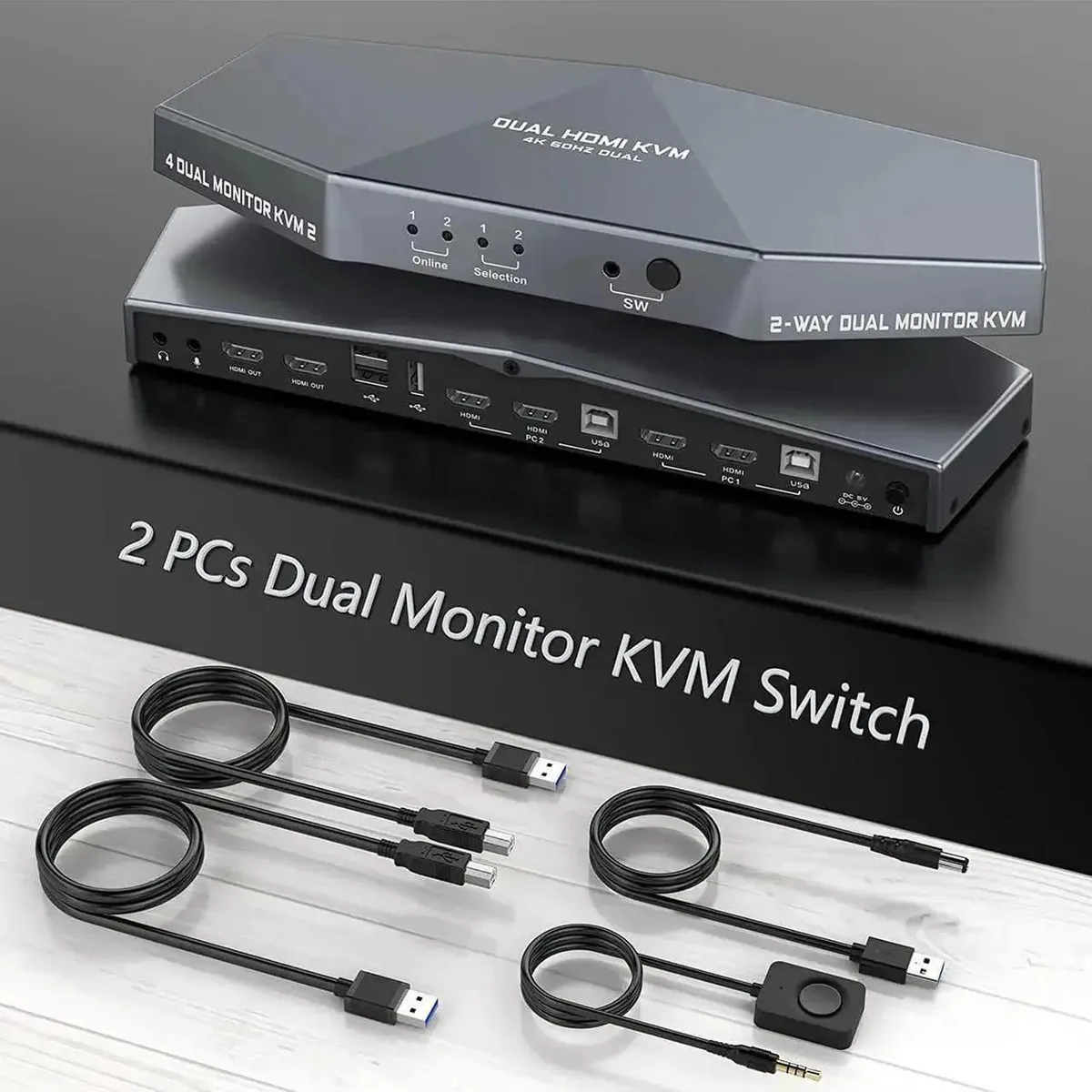 Vszerda Vszerda Dual Monitor KVM Switch 4K 2 Port 1080p — product photo