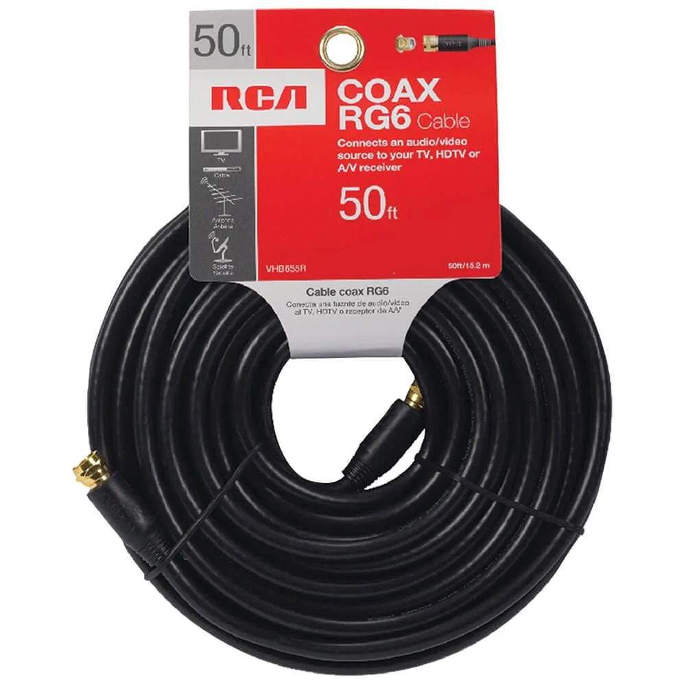RCA RCA 50ft Black RG6 Coaxial RF Cable — product photo