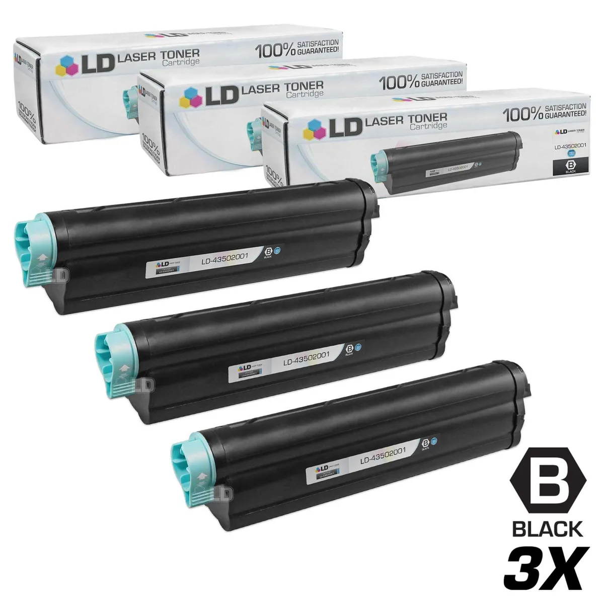 LD Products LD Products 43502001 Type 9 Black Toner Cartridges 3 Pack — product photo