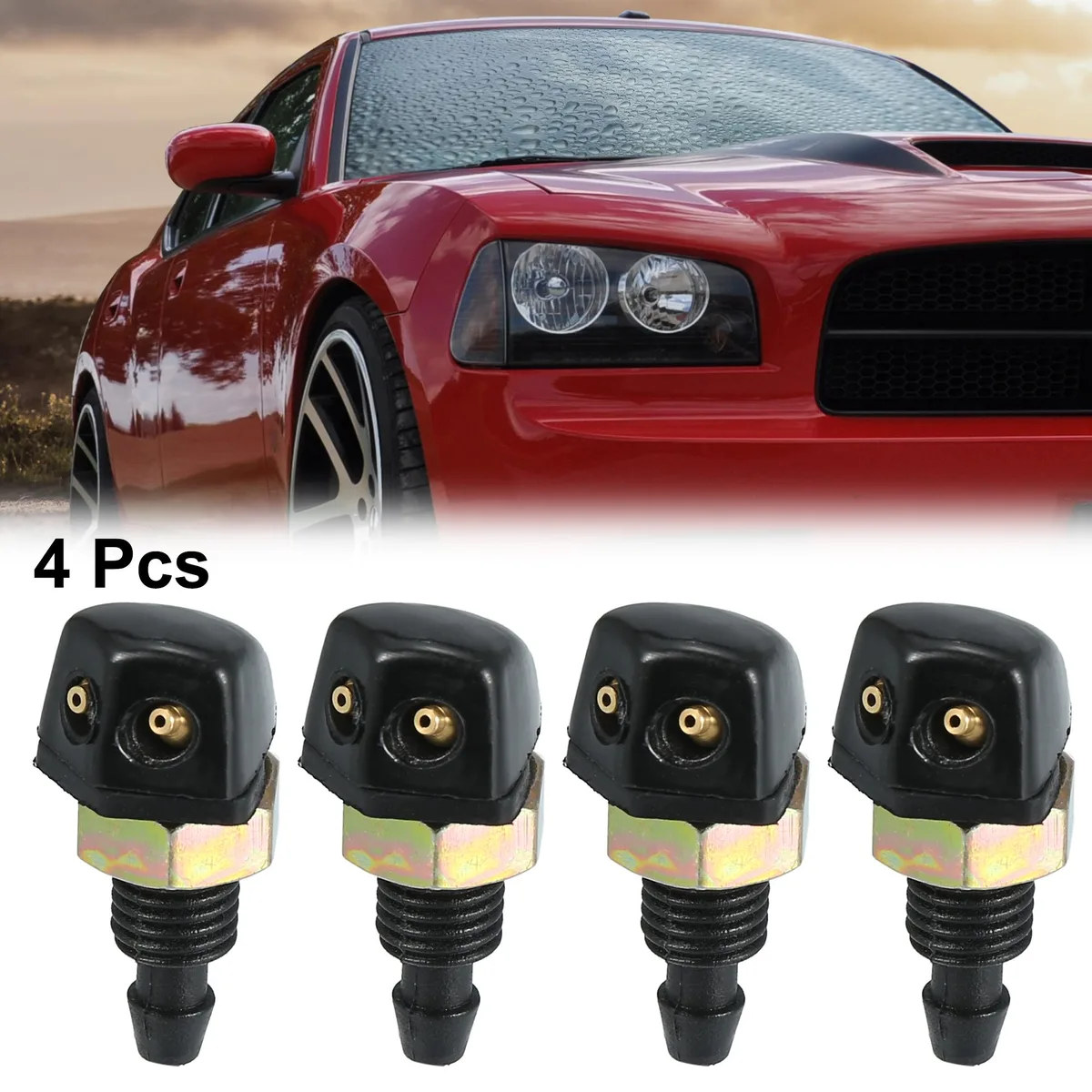 Unique-Bargains Unique-Bargains 4pcs Front Windshield Washer Nozzle Kit Black — product photo