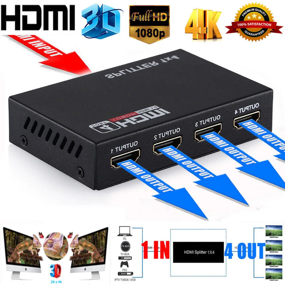 ESTONE ESTONE XQ-0001 1×4 HDMI Splitter 1080p Black — product photo