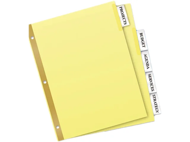 Avery Avery 11110 WorkSaver Big Tab Reinforced Dividers, 5-Tab, Buff, Card Filing — product photo