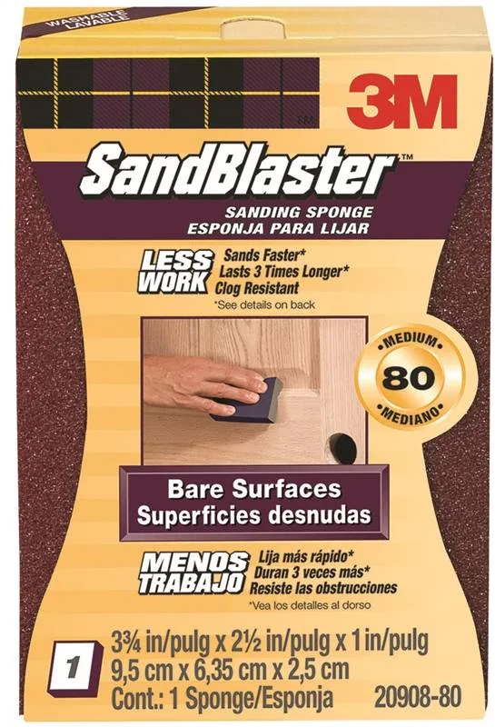 Purple rectangular sanding sponge block with grit 80 imprint