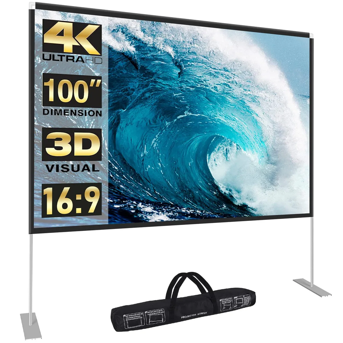 Abdtech RPJ144 100 inch Projector Screen and Stand — product photo