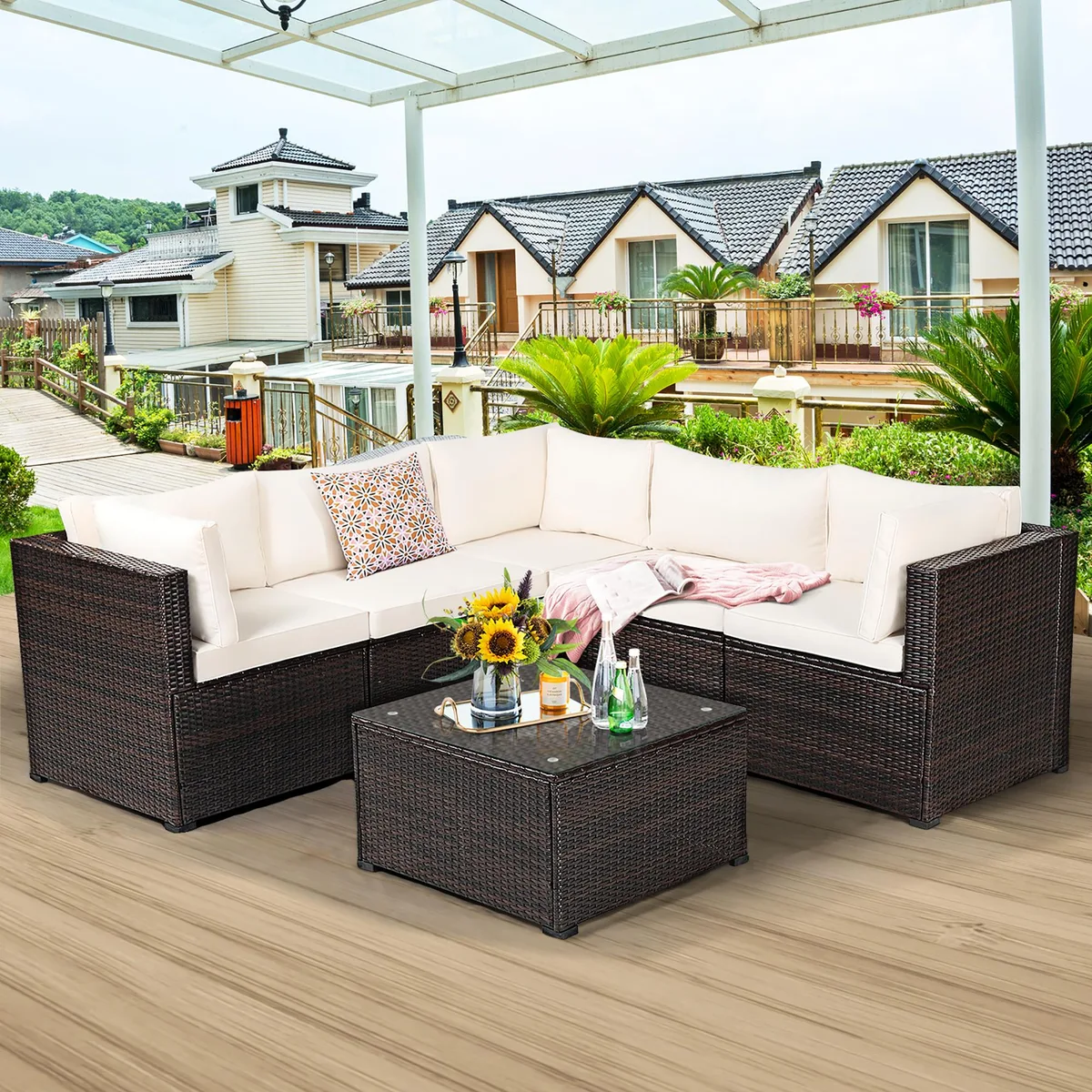 Costway Costway 6PCS Patio Rattan Furniture Set Beige — product photo