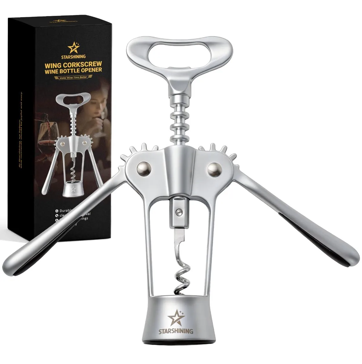 Wing corkscrew matte silver stainless steel 7.09x2.45x.1in .231kg