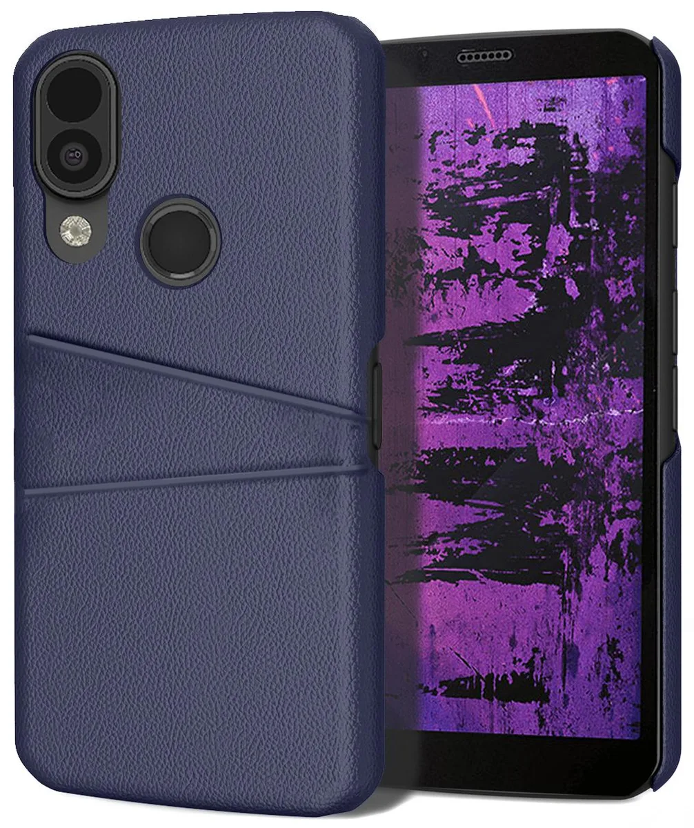 Nakedcellphone Nakedcellphone Navy Vegan Leather Wallet Case for CAT S62 PRO — product photo