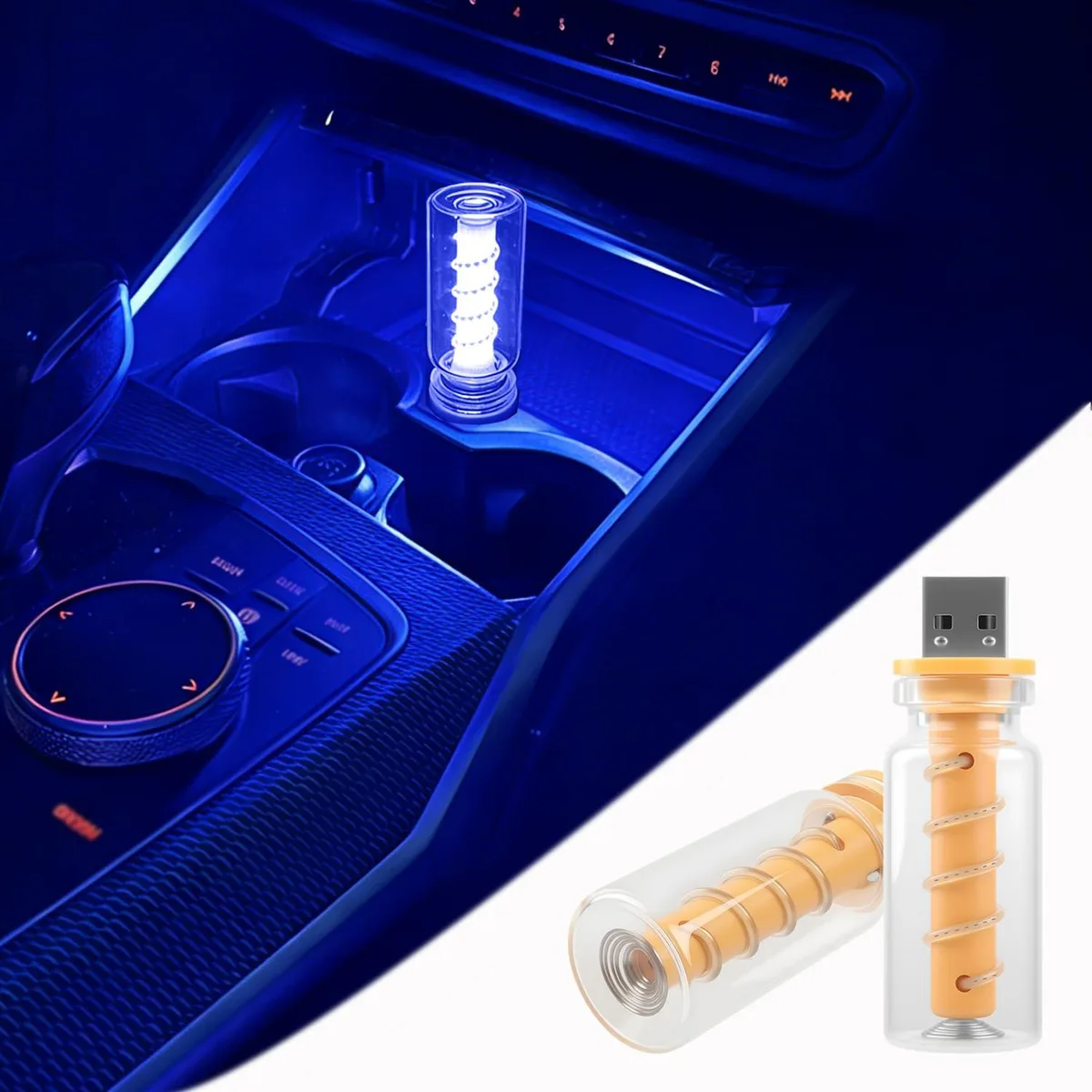  SUNCARACCL Retro USB Car Lights 2PCS Blue Automotive Specialty Lighting — product photo