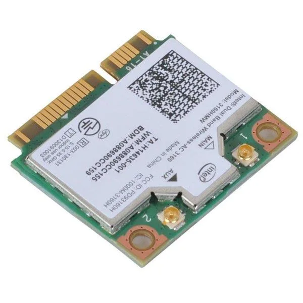 Intel Intel 3160.HMWG.R Wi-Fi adapter Mini PCI Express Dual Band 1x1 AC+BT HMC — product photo