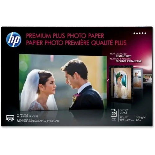 HP HP 3343910 Premium Plus Photo Paper Glossy 80 lb 11 x 17 in 25 sheets — product photo
