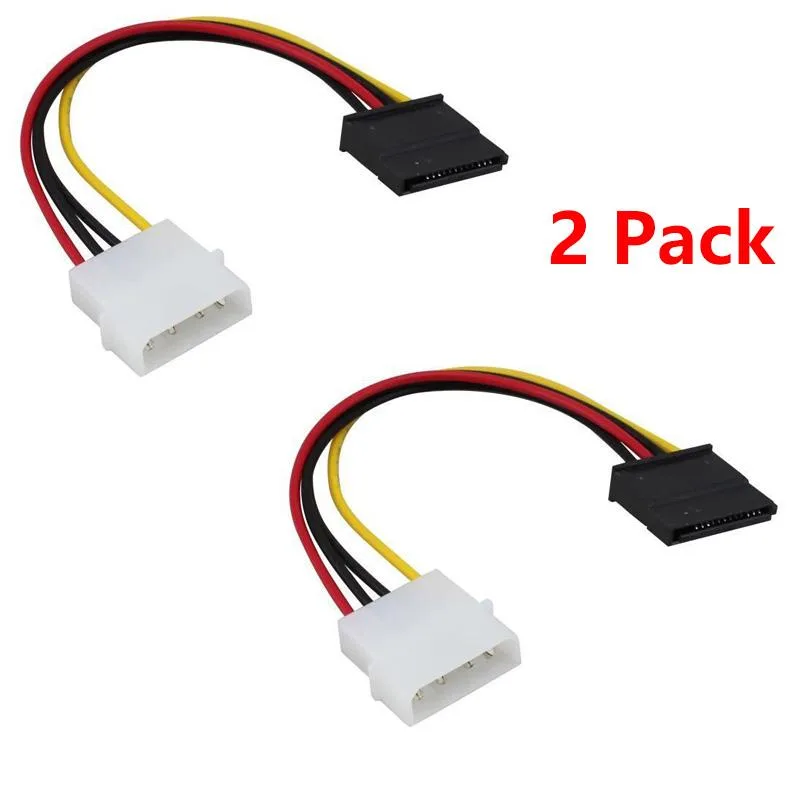 HANNORD HANNORD SATA 15pin Male to 4pin Molex Female Power Adapter Cable 20cm 2 Pack — product photo
