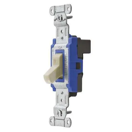 Ivory toggle wall switch, rectangular thermoplastic body, modular back-wiring terminals