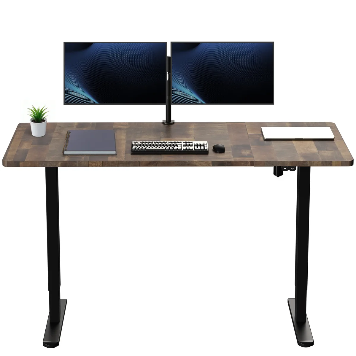 VIVO VIVO Electric Standing Desk 60 x 30 Reclaimed Wood Top Black Frame — product photo