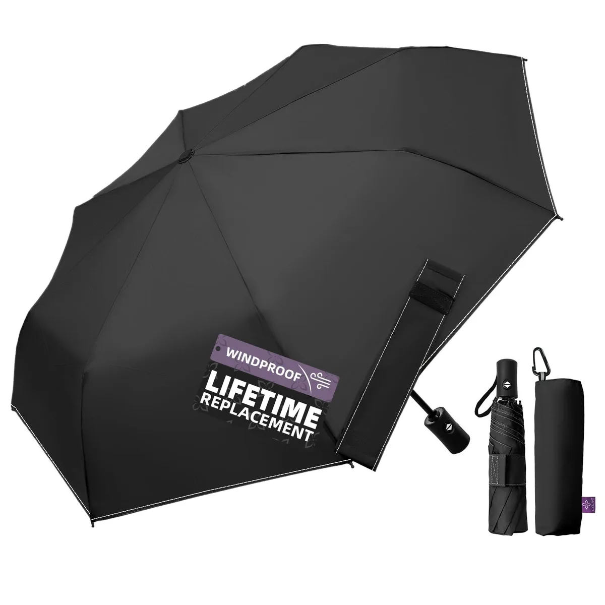 LILAC 43" Windproof Auto Open/Close Umbrella Clear — product photo