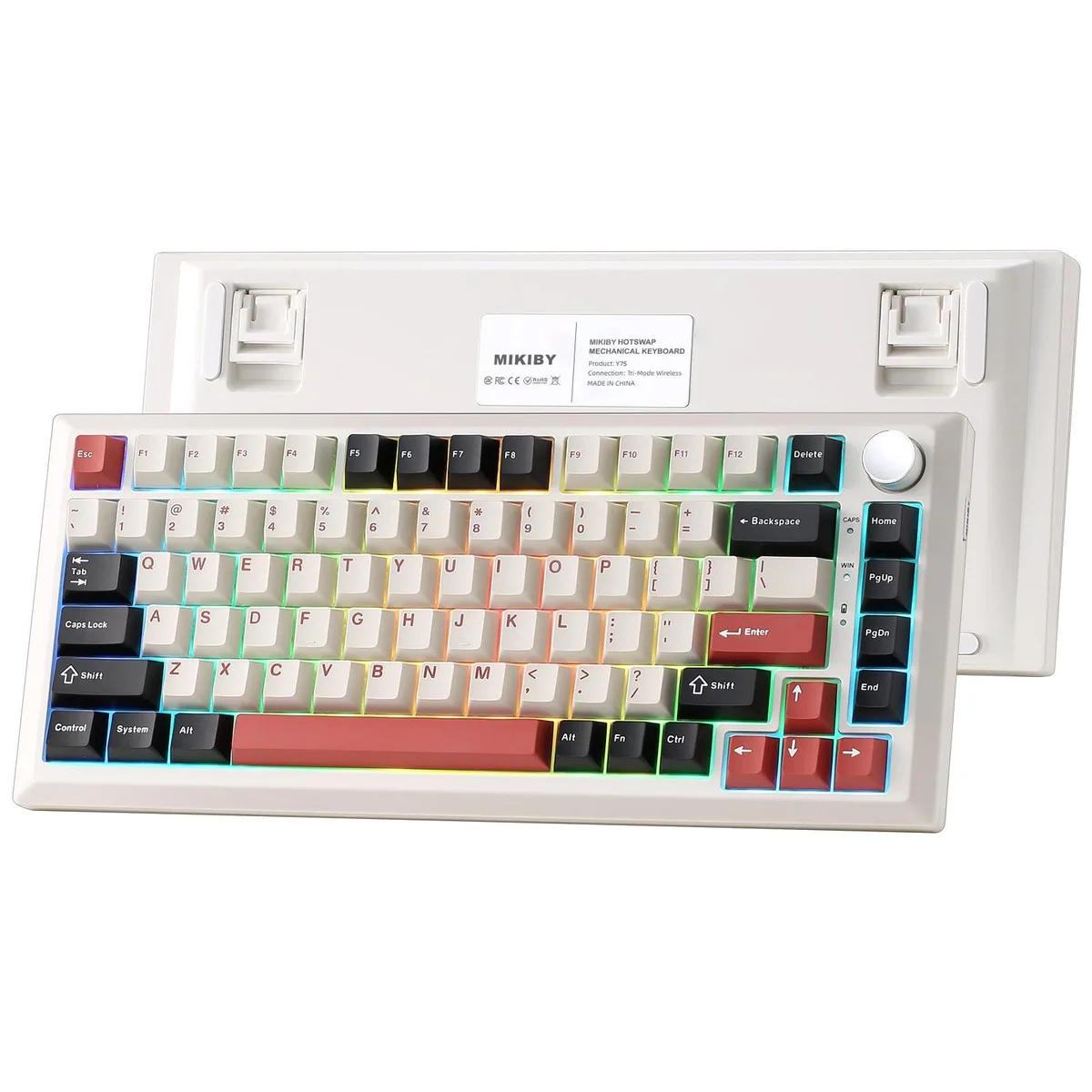 Vszerda Vszerda Y75 75% Wireless Mechanical Gaming Keyboard White Red Milk Switch — product photo
