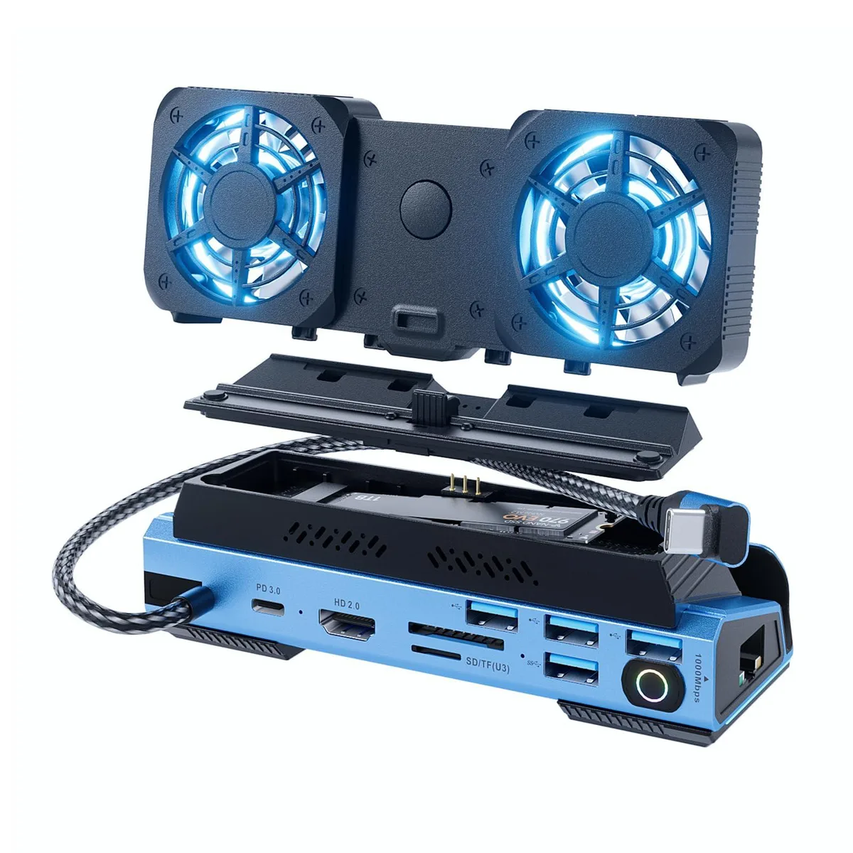 KEHIPI KEHIPI Detachable Dual Cooling Fans 14-in-1 Docking Station 4K@60Hz — product photo