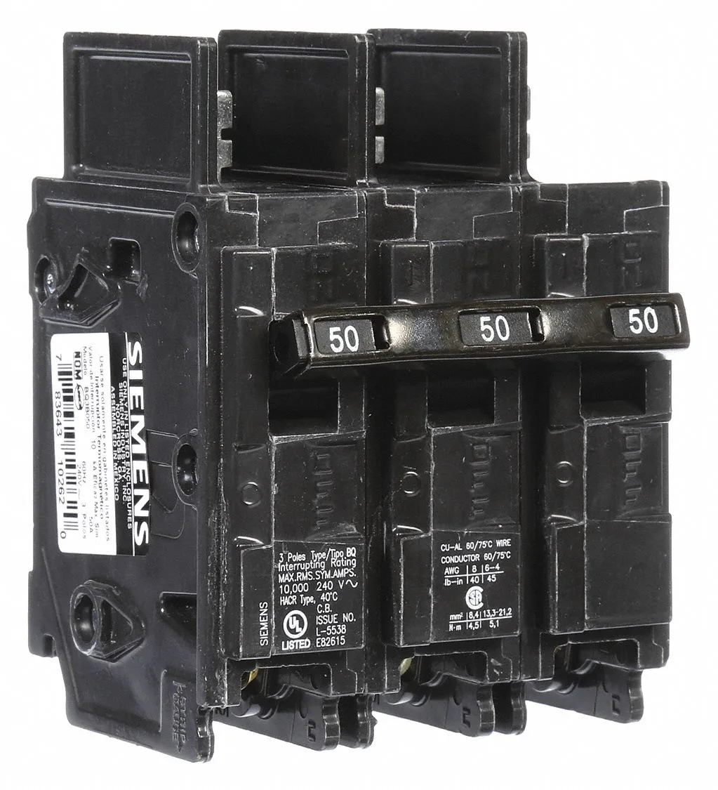 SIEMENS SIEMENS BQ3B050 Miniature Circuit Breaker 50A 3 Pole 240V AC — product photo