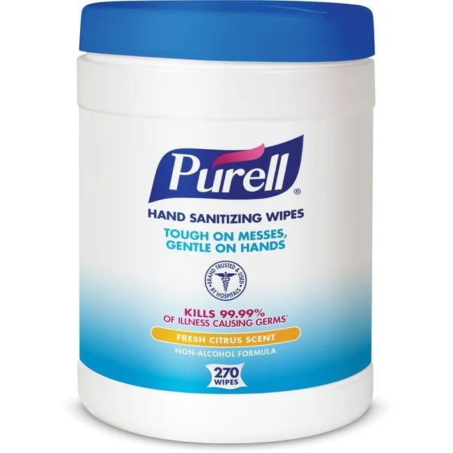 GOJO GOJO 9113-06 Sanitizing Hand Wipes 270 Count 62% Alcohol — product photo