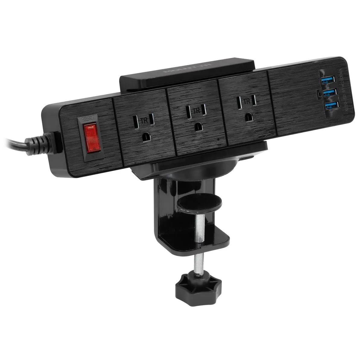 Mount-It Mount-It Black Desk Clamp Surge Protector 3 USB 3 AC .4-2in — product photo