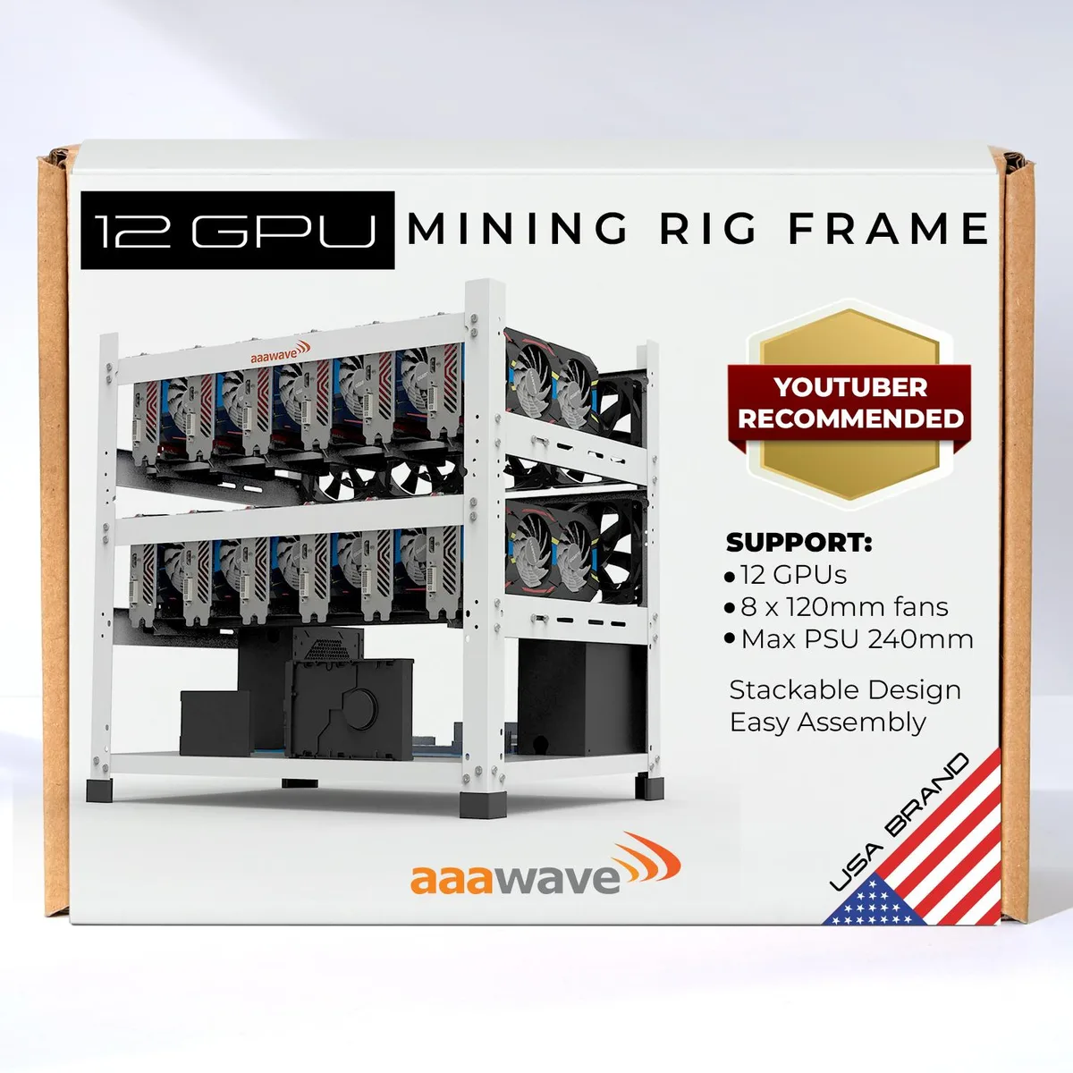AAAwave AAAwave AAAIRMC12WH 12 GPU Mining Frame White — product photo
