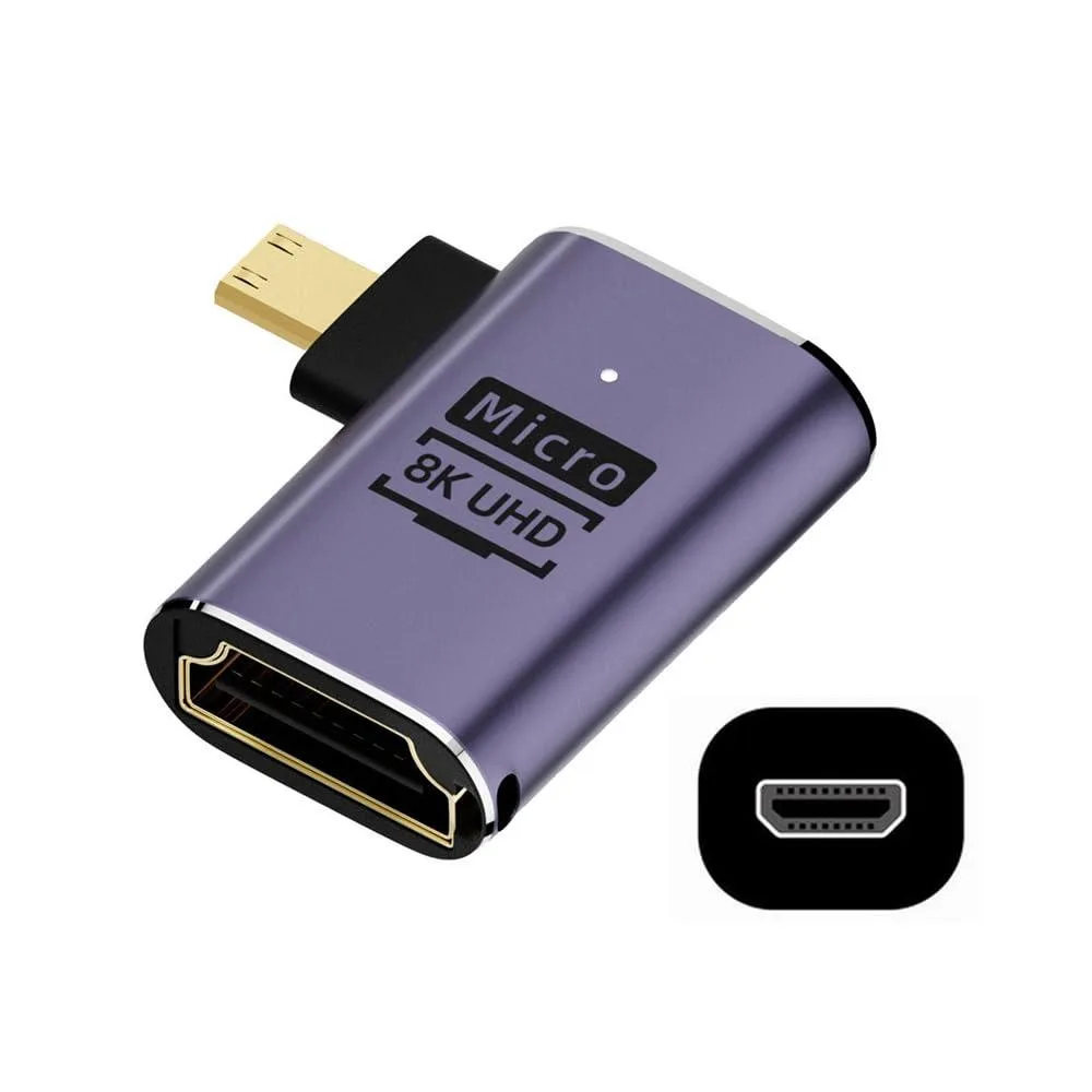 LORDWORLD LORDWORLD 8K Micro HDMI Male to HDMI 2.1 Female Right Angle Adapter — product photo
