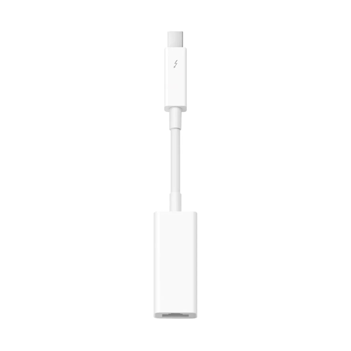 Compact black Thunderbolt adapter with RJ45 port and built-in cable