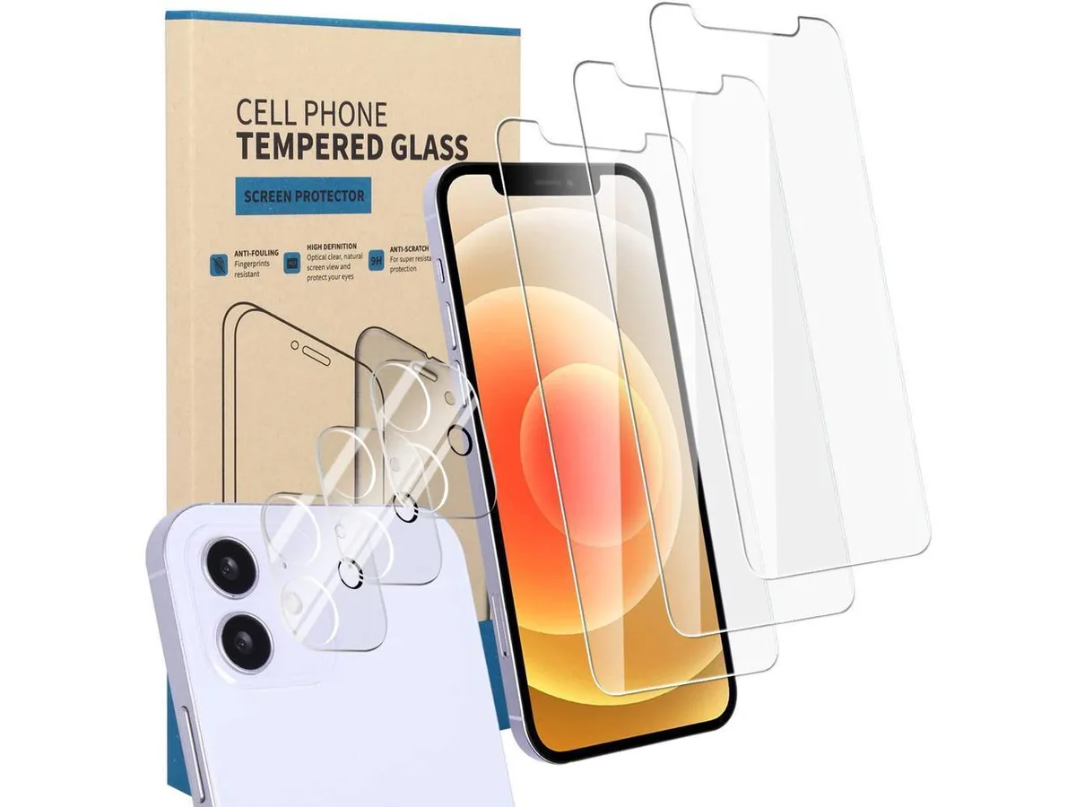 BONAEVER BONAEVER 3 Pack Tempered Glass Screen Protector iPhone 12 Mini 5.4 inch with Camera Lens Protector — product photo