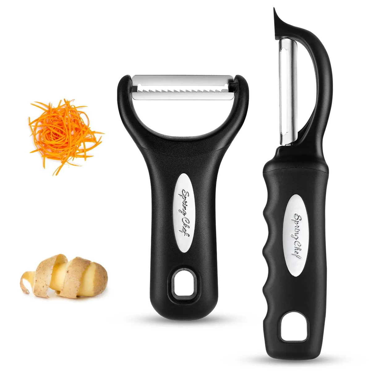 Black 24-piece cutlery set with stainless steel blades and rubber handles in a rectangular box