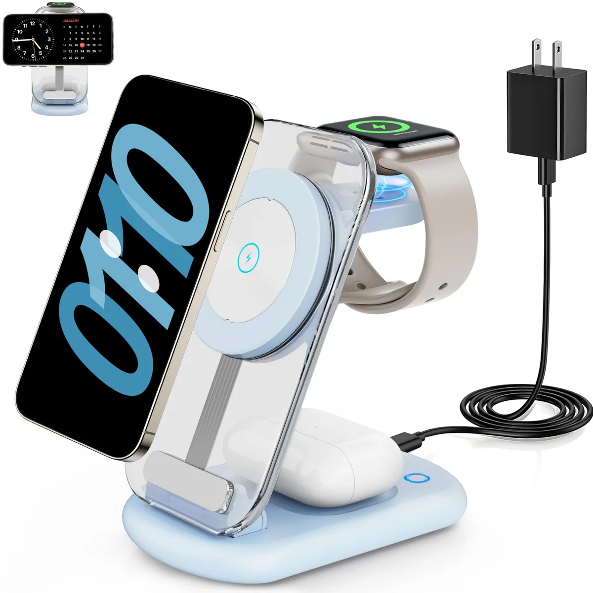 RYND W360 3-in-1 Magnetic Wireless Charger Blue — product photo