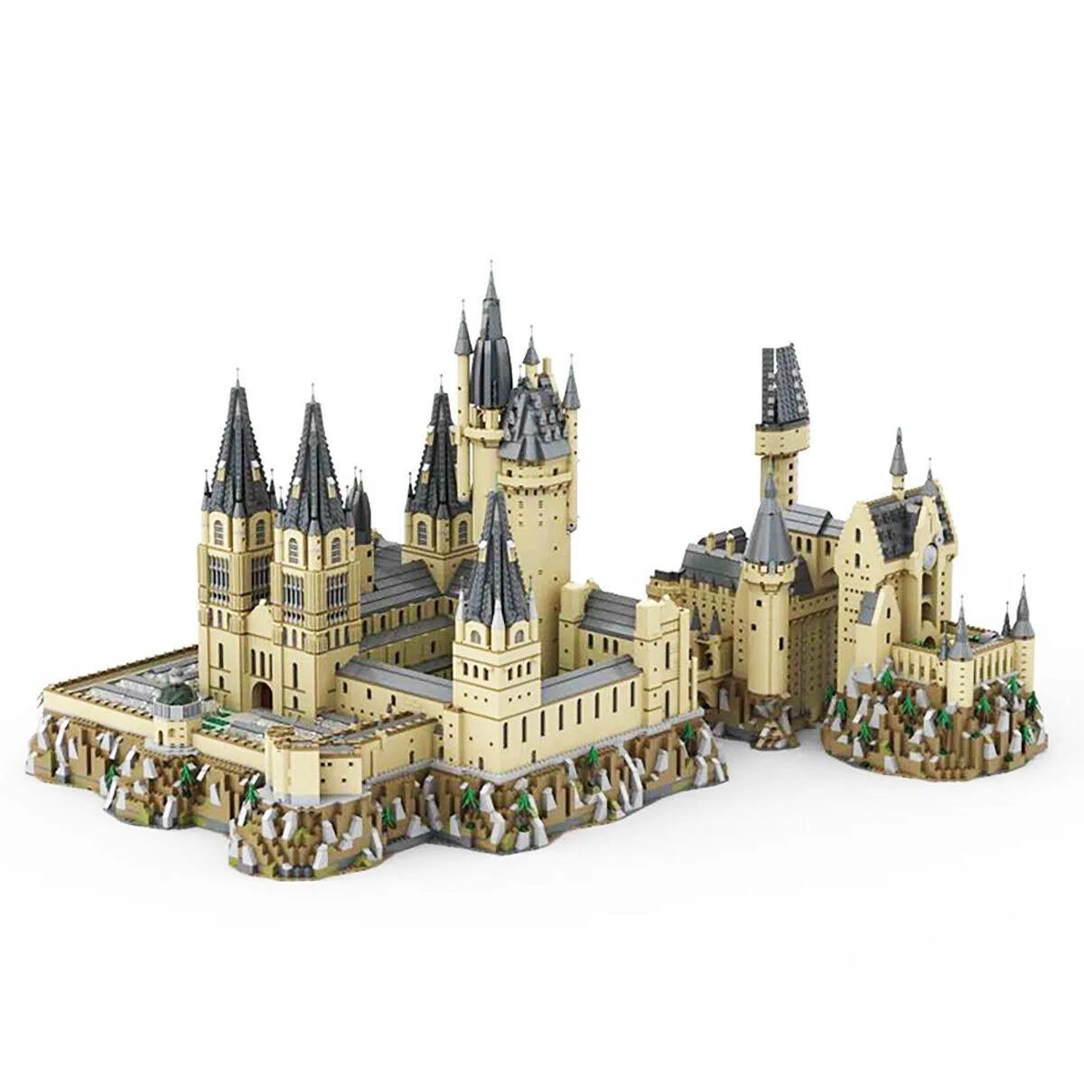 Multi-colour modular castle building set with bricks and PDF instructions