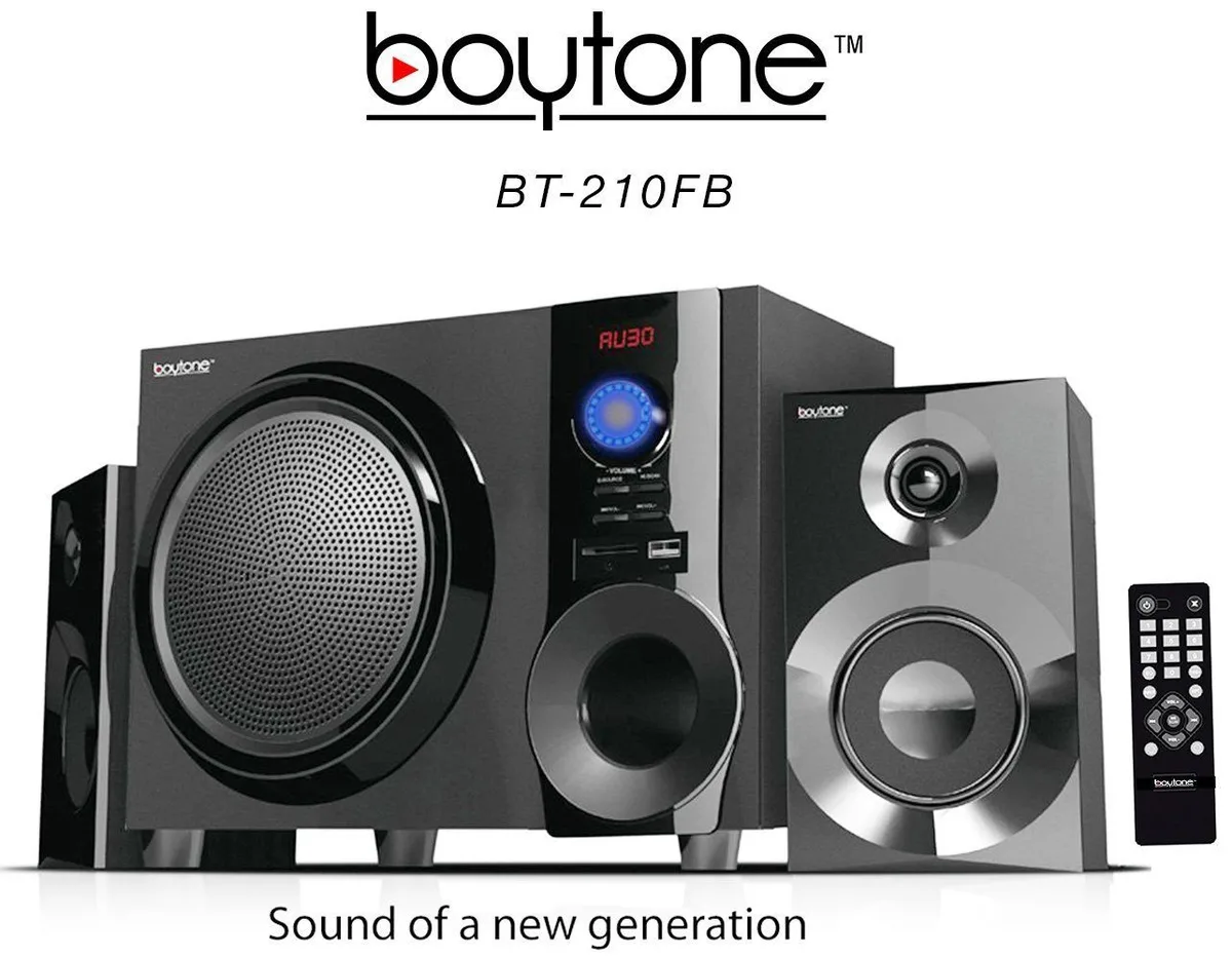 Boytone Boytone BT-210FB home audio speaker 55 W 6.5" subwoofer Bluetooth FM remote black — product photo