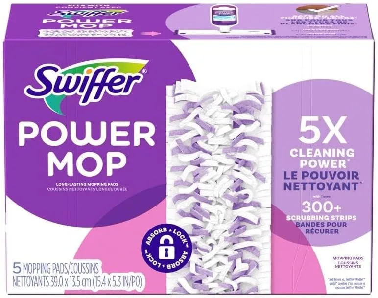 Procter &amp; Gamble Procter &amp; Gamble 08188 Swiffer PowerMop Multi-Surface Mopping Pad Refills 5 Pack Cleaning — product photo
