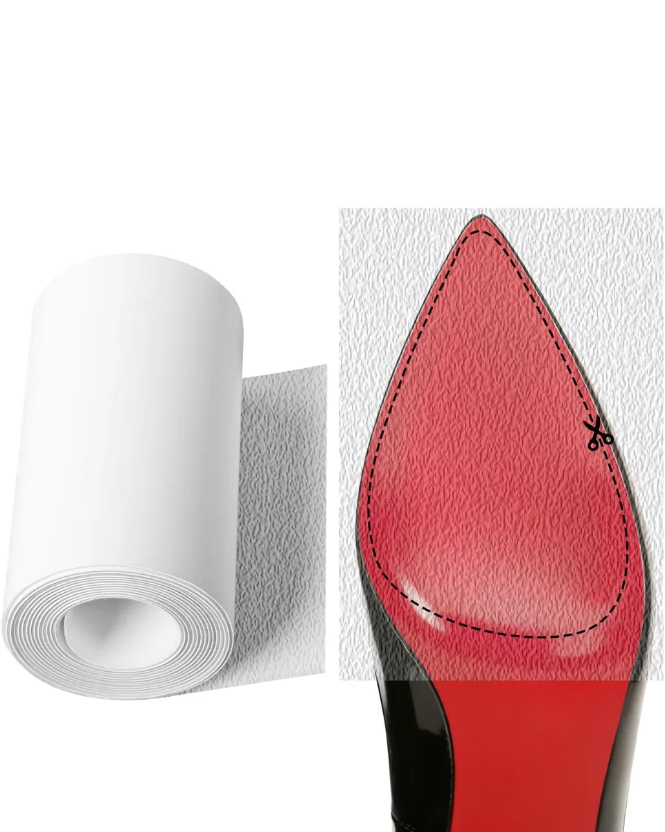 Clear adhesive sole protector roll 79 by 3.9 inches transparent film with textured grip pattern