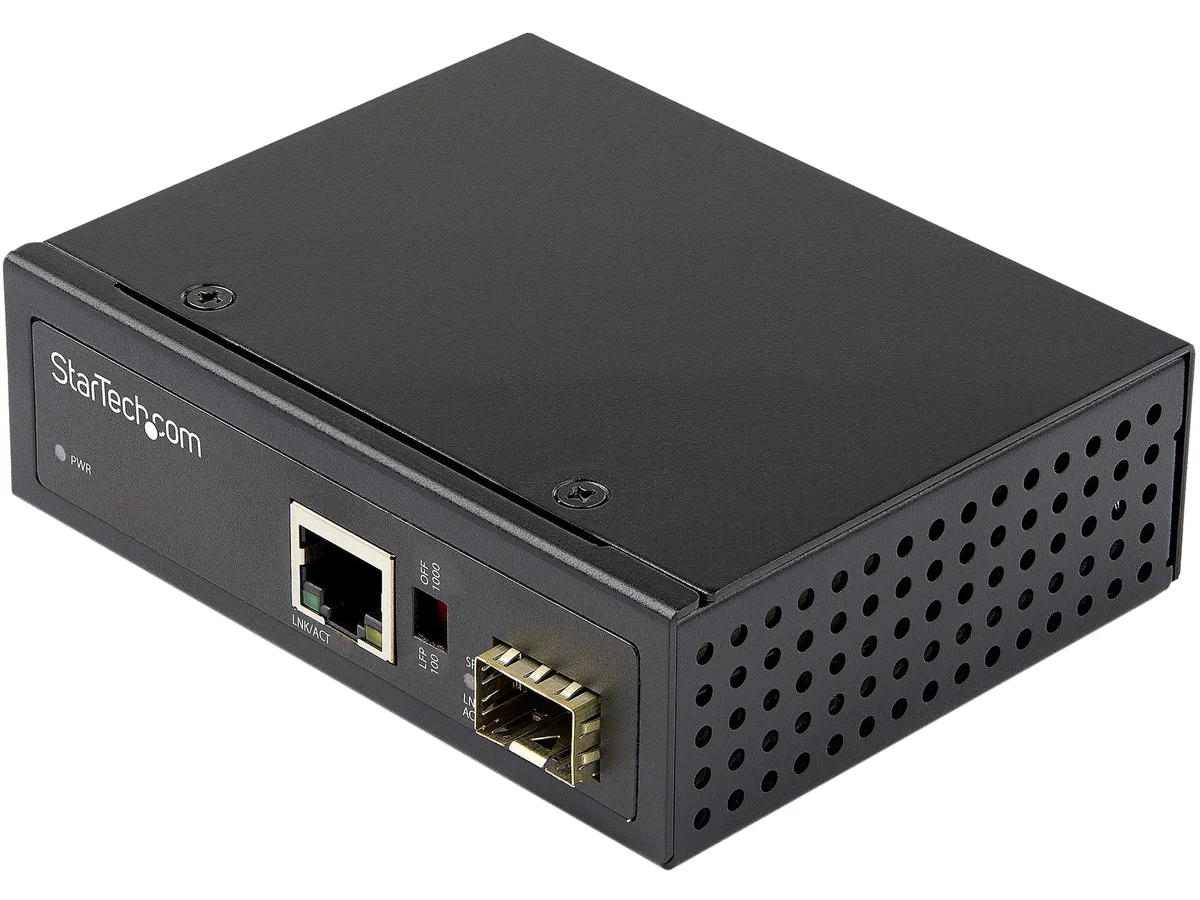 STARTECH STARTECH IMC1GSFP PoE+ Industrial Media Converter 60W SFP to RJ45 -40C to 75C IP-30 — product photo