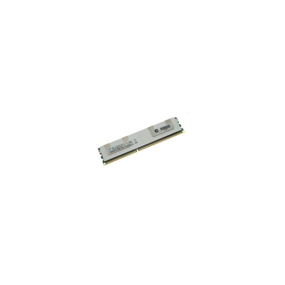 Green rectangular circuit board with black memory chips and gold edge connector