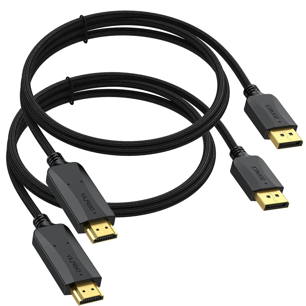  DisplayPort to HDMI cable DG034 6 ft 2-pack 4K@30Hz braided — product photo